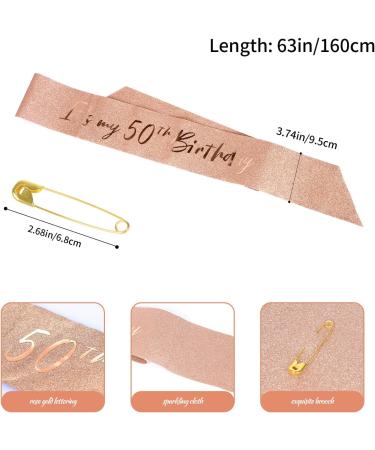 50th Birthday Sash and Tiara Set Rose Gold Birthday Sash Crown Birthday Party Favors Supplies for Girls Birthday Party - Buy Online on GoSupps.com