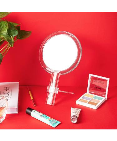 Queekay Double-Sided Handheld Mirror with Stand - 1X/10X Magnification, Clear Adjustable Round Makeup Mirror for Women - Ideal for Home and Travel - Buy Online on GoSupps.com