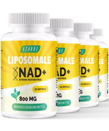 Liposomal NAD+ Trans-Reseratrol 800 mg softgels superior alternative more efficient than NR high absorption actual NAD+ supplement for cell repair 60 softgels (240 softgels (4 pack)))
