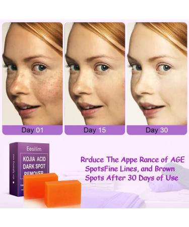 Eesilim Kojic Acid Skin Brightening Soap 65g - 2 Bars | Hyaluronic Acid, Tea Tree Oil | Dark Spot & Acne Scar Removal | Freckle Elimination | Men/Women, All Skin Types - Buy Online on GoSupps.com
