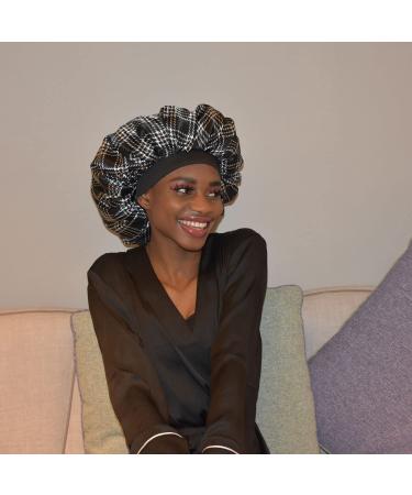 Queen Silk Bonnet for Sleeping | Wide Elastic Band | Reversible Double Layer | Large Size for Women's Curly Hair | Red Lips Pattern - Buy Online on GoSupps.com