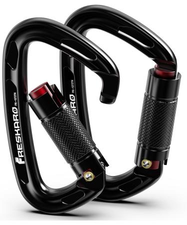 Freskaro 25kn Carabiner - CE Certified Twistlock 10cm Heavy Load Climber (2550kg) - Ideal for Mountaineering Abseiling Dog Leash - Black & Gray (2 Pcs) - Buy Online on GoSupps.com
