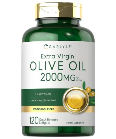 Olive Oil Supplement 2000mg | 120 Softgels | Cold Pressed Extra Virgin Olive Oil | Non-GMO, Gluten Free | by Carlyle - Buy Online on GoSupps.com