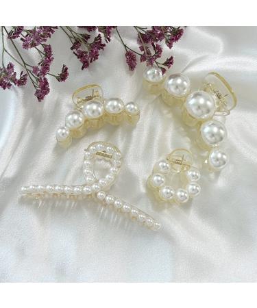Mehayi 4-Piece Large Pearl Hair Clips for Women & Girls | Fashionable Hair Accessories for Thick & Thin Hair | Perfect for Parties & Weddings - Buy Online on GoSupps.com