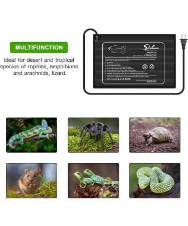 Simple Deluxe Reptile Heat Pad 8W/16W/24W with Thermostat - 2 Pack Heating Mat for Terrarium - 8 X 12 Inch - Ideal for Turtle, Snake, Lizard, Frog - Buy Online on GoSupps.com