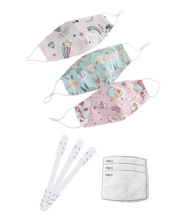 Cute Face Mask for Kids Reusable Washable with PM 2.5 Filter and Silicon Ear Saver G-1
