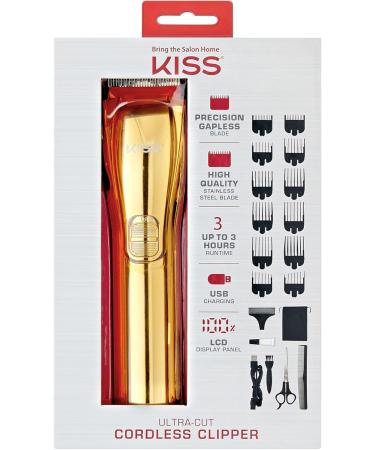 KISS Ultra-Cut Precision Carbon Steel Blade Cordless USB Hair Clipper High Torque Motor Lithium Ion Battery 110v-240v LCD Battery Display 3 Hours Runtime 20 Pieces - Buy Online on GoSupps.com
