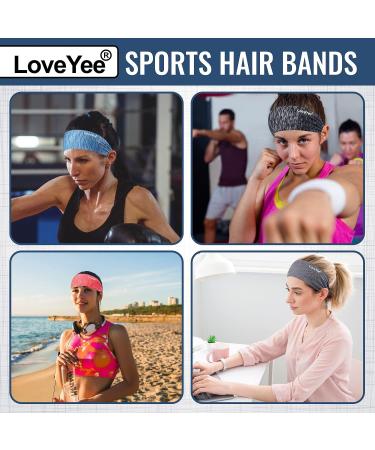 LoveYee Women's Workout Headbands - Set of 5 Wide Boho Hair Bands for Yoga, Running, and Sports - Buy Online on GoSupps.com