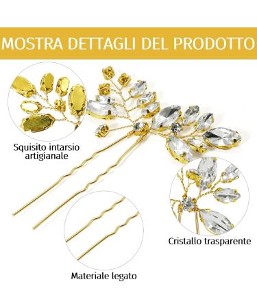 3 Pieces Wedding Hair Pins with Gold Crystals Bridal Hair Clips Rhinestone Crystal Hair Pins for Bride Hair Accessories for Women and Girls - Buy Online on GoSupps.com