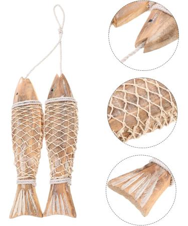 Alipis 1 Pair Wooden Fish Decorative Pendant Vintage Decor Wooden Fish Wall Art Wall Hanging Decor Nordic As Shown 58X7CM - Buy Online on GoSupps.com