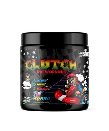 Sender Brand Clutch Turbo - High-Stim Pre-Workout Powerhouse with Beta Alanine Taurine Nitrosigine Tyrosine Caffeine Bitter Orange and Alpha Yohimbine for Intense Workouts Turbo (Blueberry Lemonade)