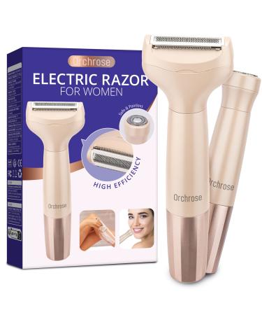 Electric Razors for Women ,Womens Electric Razor 2 in 1 for Leg Face Arm Bikini Armpit Pubic Hair , Electric Shaver for Women Painless Cordless,Rechargeable Portable Face Shavers for Women