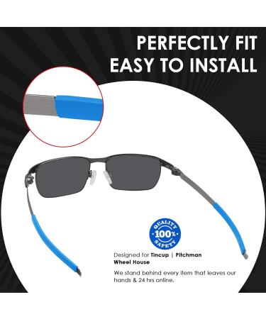 BlazerBuck Replacement Ear Socks for Oakley Tincup OX3184 & OX5099 - Black & Light Blue | Durable & Comfortable Ear Grips - Buy Online on GoSupps.com