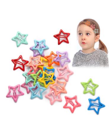 30 Pcs Star Shaped Metal Hair Clips Barrettes for Girls Non-silp Kids Mixed Color Cute Hair Accessories (star30pcs)