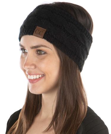 Women's Headwrap Warm Knit Winter Ear Warmer Headband- Black