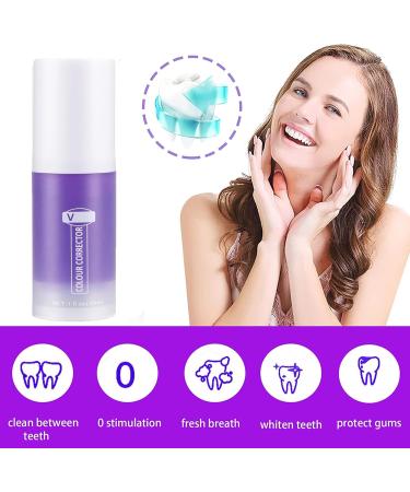Shop 2 Pcs Colour Corrector Toothpaste - Teeth Whitening Booster & Stain Removal Purple Toothpaste for Yellowing Reduction (30ml - Buy Online on GoSupps.com