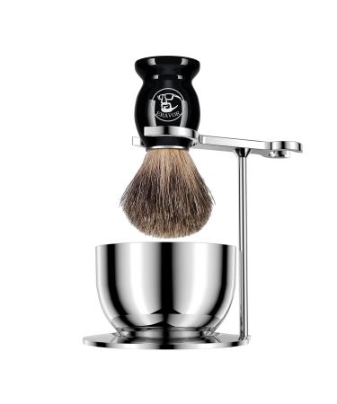 Ervor luxurious shaving brush set shaving brushes made of stainless steel and soap shell with a shaving brush made of synthetic badger hair gift for father husband men (black) - Buy Online on GoSupps.com