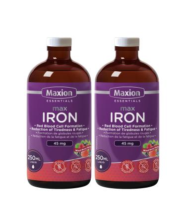 Maxion 2 Pack Iron Blood Booster Supplement to Combat Iron Deficiency Anemia Fight Fatigue and Build Blood Cells 250ml (2)