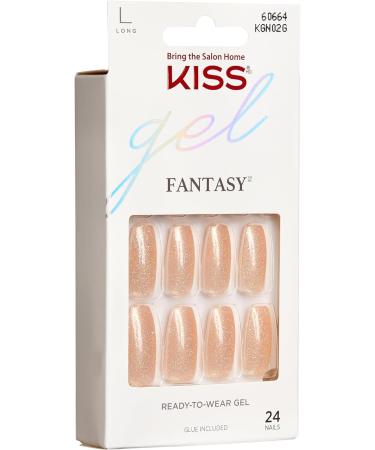 KISS Gel Fantasy Collection Glue-On Manicure Kit Rock Candy Long Length Square Fake Nails Includes 28 False Nails Nail Glue Nail File and Manicure Stick - Buy Online on GoSupps.com
