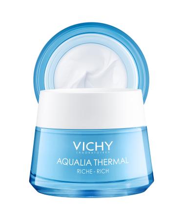 Vichy Aqualia Thermal Rich Face Cream Moisturizer for Dry and Extra-Dry Skin, Facial Moisturizer with Hydrating Natural Origin Hyaluronic Acid, Paraben-Free Rich Cream