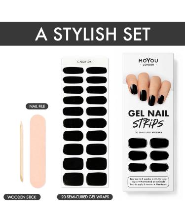 MOYOU LONDON Semi-Cured UV Gel Strips - 20 Pieces | Salon Quality Gel Nail Foils for Stunning Manicure - The Royal We - Buy Online on GoSupps.com