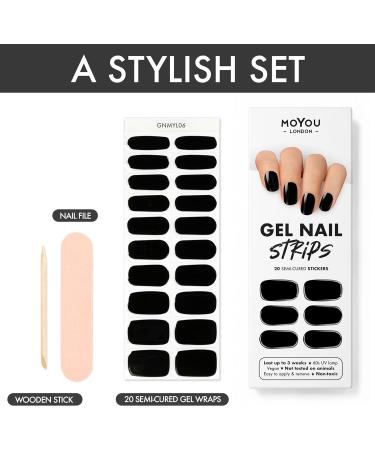Moyou London Semi Cured Gel Nail Strips - 20 Pc. | Easy Apply & Remove | Salon-Quality Manicure | Buy 3, Get 1 Free UV Lamp - universenails18 - Buy Online on GoSupps.com