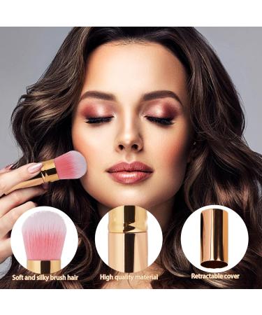Retractable Blusher Brush with Cover 2 Pack Travel Kabuki Bronzer Makeup Brush Liquid Cream Foundation Powder Brush Extensible Face Blender Brush Professional Concealer Brush for Women (Gold & Black) Black & Gold - Buy Online on GoSupps.com