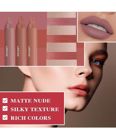 Fusang 3Pcs Nude Matte Lipstick Set - Long Lasting & Nourishing Lipgloss Set (Set B) - Buy Online on GoSupps.com