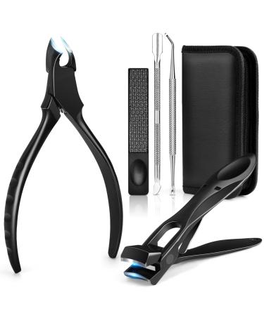 LEYOUFU Toenail Clippers for Seniors Thick Nails Professional Ingrown Toe Nail Clippers Tools Wide Jaw Opening Finger Nail Cutter 5-in-1 Heavy Duty Nail Clipper Kit Gifts for Men & Women Adult