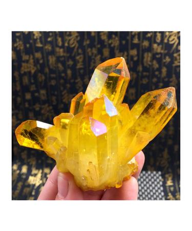 Natural Crystal Rough Natural Citrine Cluster Rough Ore Degaussing Crystal Stone Aquarium Stone Ornaments Quartz Crystal Cluster Specimen (Size : 300g)