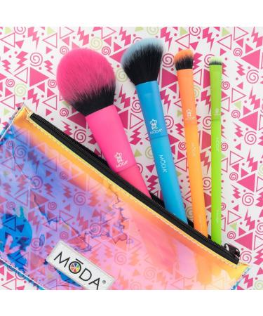 Moda Royal & Langnickel Full Size Electric 5pc Brush Set with Pouch Includes - Round Powder Angled Blush Angled Shader and Smudger Brushes Multicolor - Neon - Buy Online on GoSupps.com