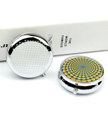 Portable 3 Compartment Pill Box - Travel Medicine Organizer in Yellow Circle Pattern | Small Pill Case for Purse & Pocket - Buy Online on GoSupps.com