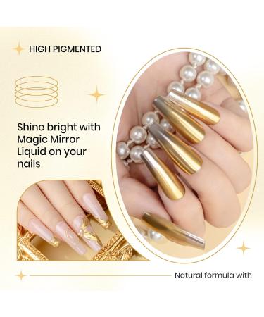 Gold Liquid Chrome Nail Powder 10ML - Mermaid Aurora Metallic Nail Polish | Chameleon Iridescent Pigment for DIY Nail Art | 0.33 Fl Oz (Pack of 1 - Buy Online on GoSupps.com