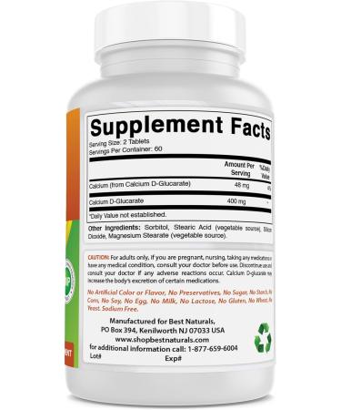 Best Naturals Calcium D-Glucarate 200 mg 120 Tablets (Pack of 2) - Buy Online on GoSupps.com