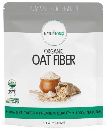 Naturtonix USDA Certified Organic Oat Fiber, Ultra Finely Ground, Non GMO, Vegan, Gluten Free, OU Kosher and Keto Friendly, 2 Pounds 2 Pound Organic
