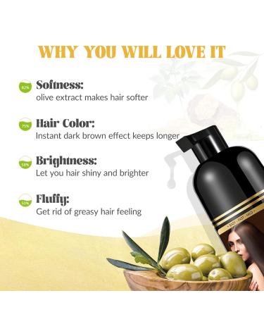 Dark Brown Hair Color Dye Shampoo for Gray Hair - Instant Herbal Ammonia-Free 3-in-1 Formula for Men & Women - Buy Online on GoSupps.com