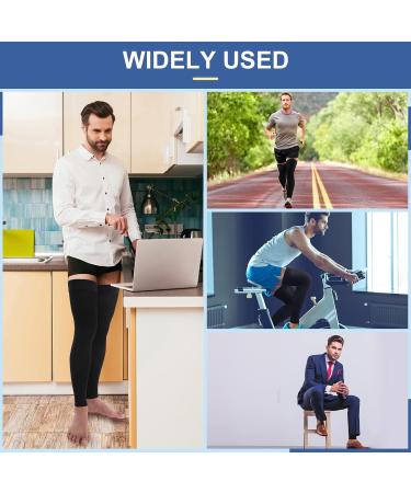 Zhanmai Men's Thigh High Compression Stockings - 20-30 mmHg Footless Leg Sleeves for Running & Edema - Silicone Band - Black XL - Buy Online on GoSupps.com
