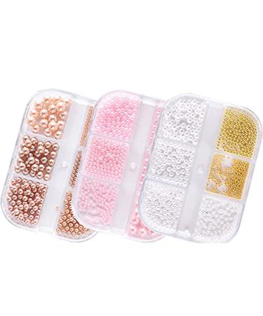 Bumdenuu 3Boxes Nail Art 3D Pearl Rhinestones Beads Mixed Charms Manicure Tips Accessories for Women Art Decorations