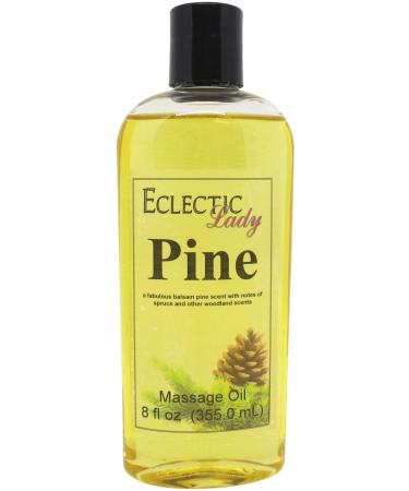 Pine Massage Oil 8 oz With Sweet Almond Oil and Jojoba Oil Preservative Free Perfect for Aromatherapy and Relaxation 8 Ounce