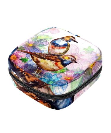 Watercolor-napketten storage bag for birds and flowers portable period bag for women teenagers girls menstrual cups breastfeeding pillows holder