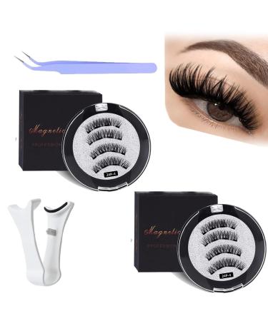Magnetic Eyelashes 3D Magnetic Lashes Natural Look Magnetic Eyelashes without Eyeliner Natural Magnetic Eyelashes Wispy Magnetic Lashes with Applicator Magnetic Lashes No Glue or Liner Needed (Color