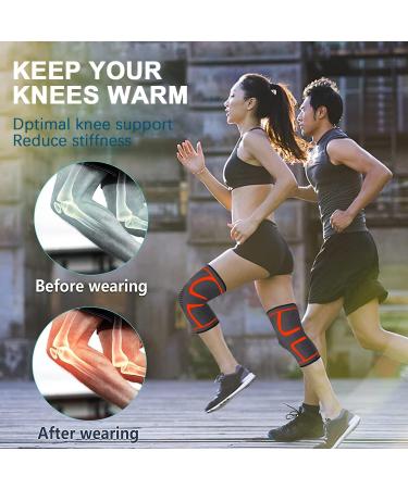 Beskey Knee Support (Pair) | Anti-Slip Breathable Compression Sleeve for Joint Pain Relief and Injury Recovery - XL Orange - Buy Online on GoSupps.com