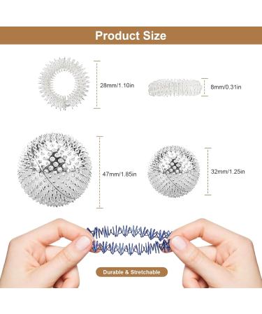 4 Magnetic Acupressure Balls & 8 Sensory Massage Rings | Stress Relief & Finger Massage Tools 32mm & 47mm Hard Hedgehog Balls - Buy Online on GoSupps.com