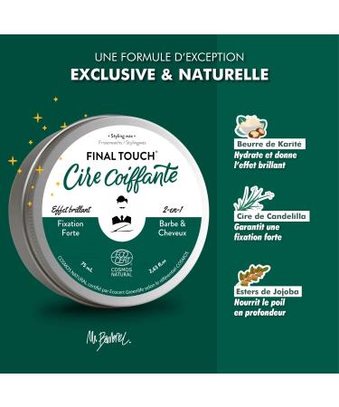 Monsieur BARBIER 2-in-1 Hair & Beard Wax for Men - Styling & Nourishing | Strong Hold Shiny Effect - Natural French and Vegan Cream - Ecocert/COSMOS NATURAL certified - Buy Online on GoSupps.com