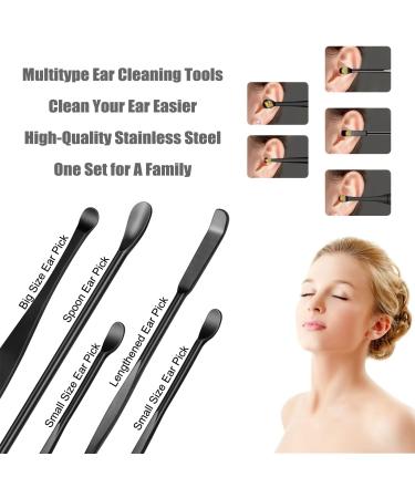 Stainless Steel Ear Wax Removal Kit - Flexible Design Ear Pick for Ear Canal Cleaning - Includes Black Tools and Pouch - Buy Online on GoSupps.com