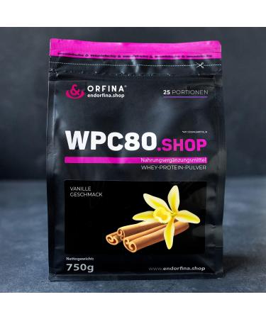 Orfina Whey Protein Powder 80% - 750g | Vanilla Taste | Muscle Building & Fat Loss | 25 Portions | Optimal Dietary Supplement - Buy Online on GoSupps.com