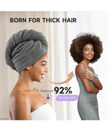 3 Pack Microfiber Hair Towel Wrap for Curly Hair | Super Absorbent Hair Drying Towels for Women & Kids | Hair Care Accessories - Grey Camel Brown - Buy Online on GoSupps.com