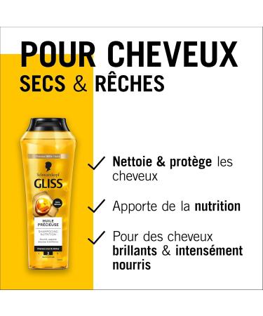 Schwarzkopf - GLISS - Nutrition Shampoo - Precious Oil - Silicone Free - Nourishes - Provides Softness & Shine - Dry & Coarse Hair - 100% Stronger Hair - Normal Care - 250ml - Buy Online on GoSupps.com