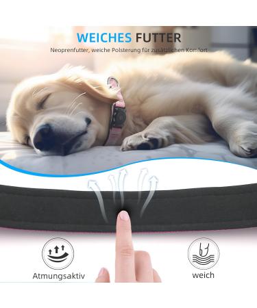 IP68 Waterproof Airtag Dog Collar - Durable Reflective Apple Airtag Holder for Medium Dogs - Pink - Buy Online on GoSupps.com