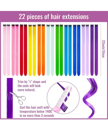 22-Piece Rainbow Hair Extensions | Fashion Synthetic Clip-Ins for Cosplay & Women - Buy Online on GoSupps.com